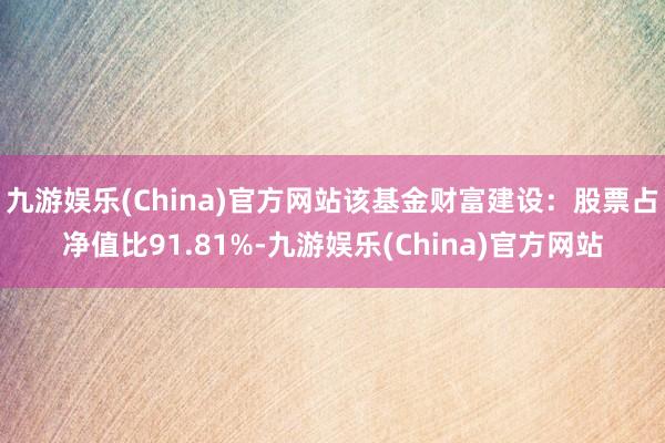 九游娱乐(China)官方网站该基金财富建设：股票占净值比91.81%-九游娱乐(China)官方网站